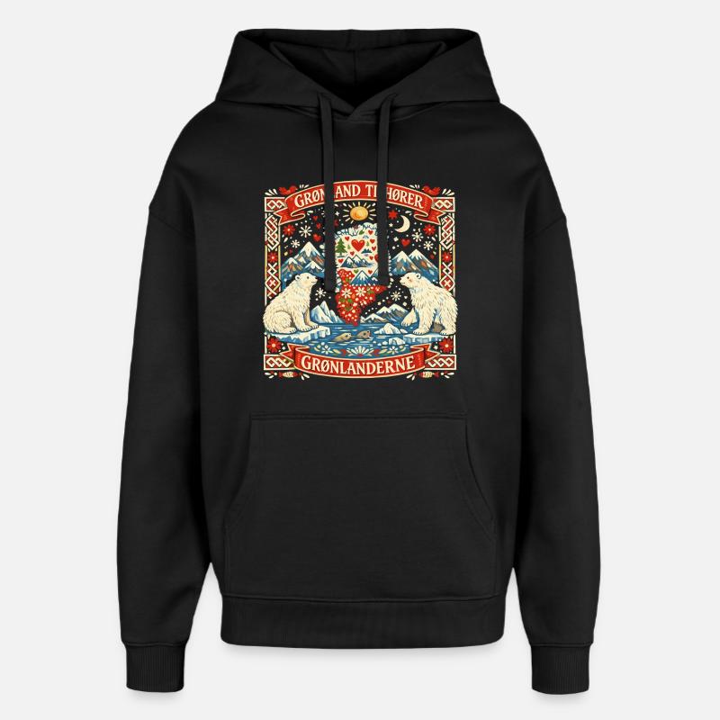 Greenland Independence Statement Gift Funny - Oversized Unisex Hoodie by Stanley/Stella - black