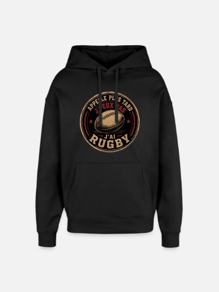 Appelle Plus Tard Rugby - Sweat à capuche unisexe Stanley/Stella Oversized - noir