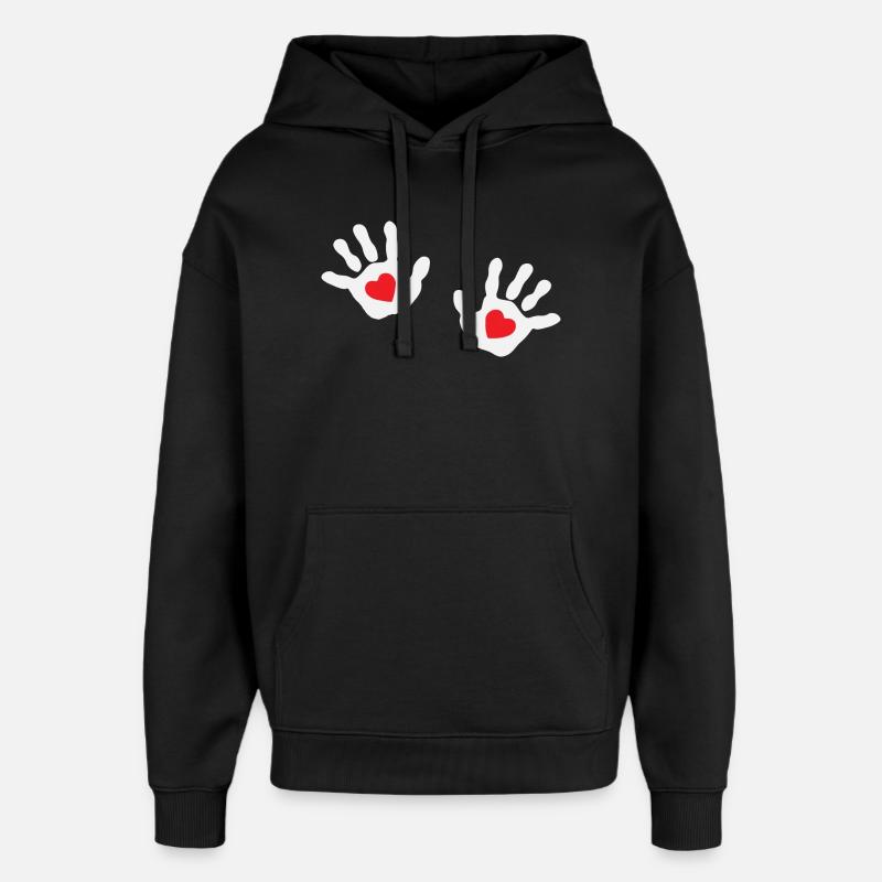 Bébé Haende Bébé haende Herz - Sweat à capuche unisexe Stanley/Stella Oversized - noir