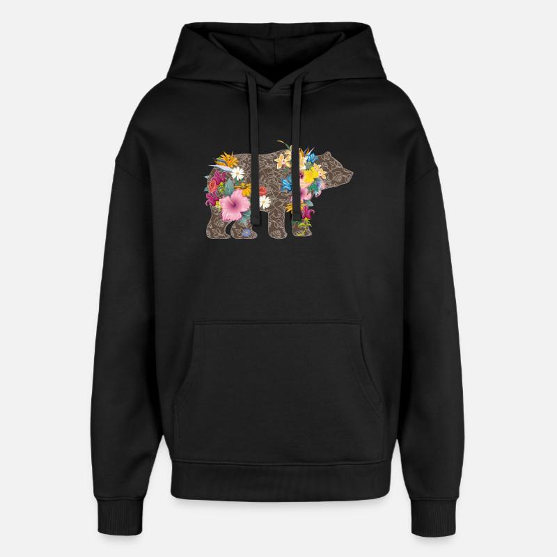 Bär mit Blumen - Oversized Unisex Hoodie von Stanley/Stella - Schwarz