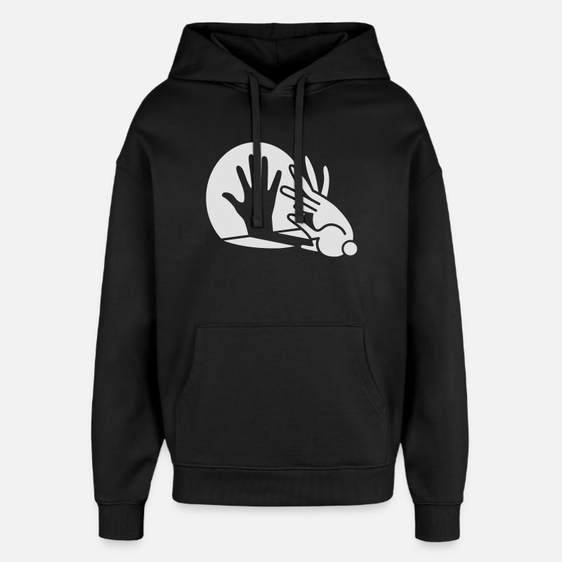 Juego de sombra Mano de conejo que brilla en la - Sudadera con capucha unisex Stanley/Stella Oversized - negro