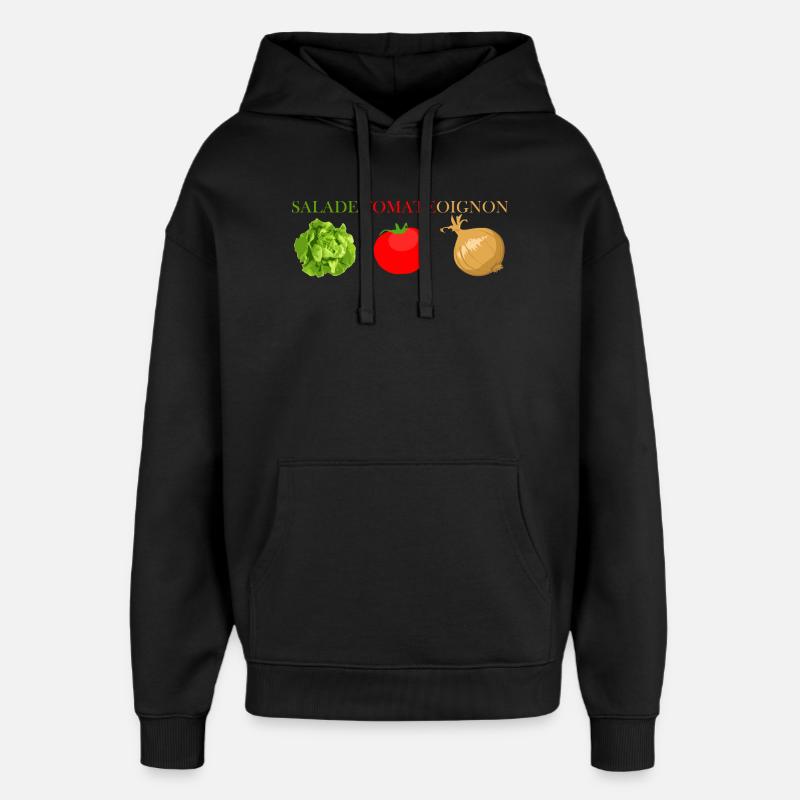 salade tomate oignon - Sweat à capuche unisexe Stanley/Stella Oversized - noir