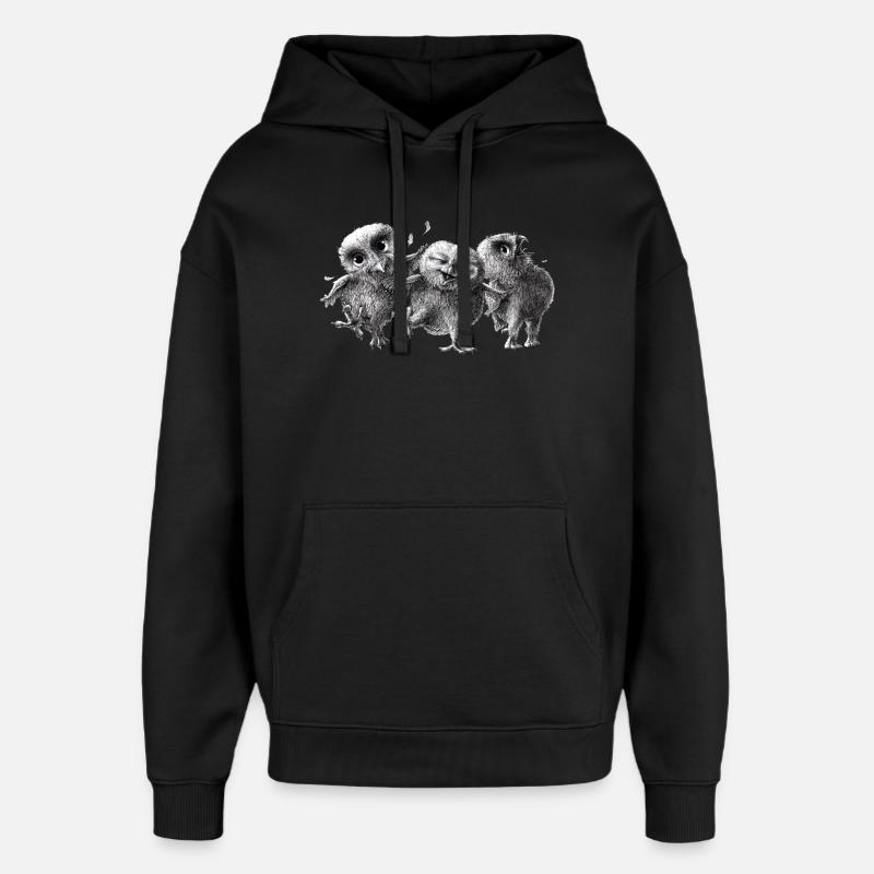 drei glückliche eulen - Oversized Unisex Hoodie von Stanley/Stella - Schwarz