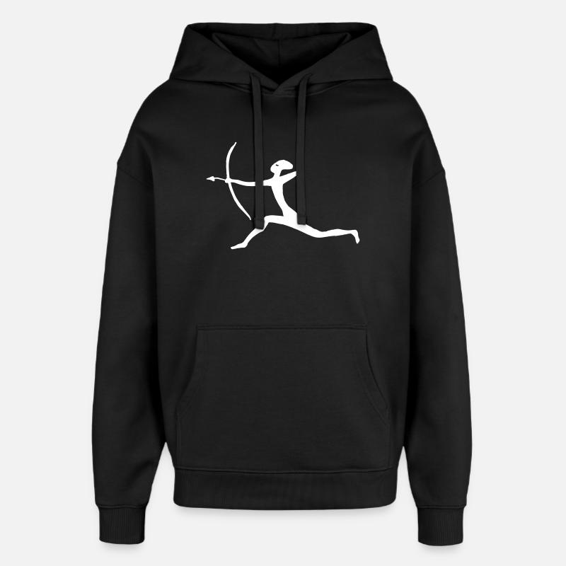 Chasseurs avec flèche et arc - Sweat à capuche unisexe Stanley/Stella Oversized - noir