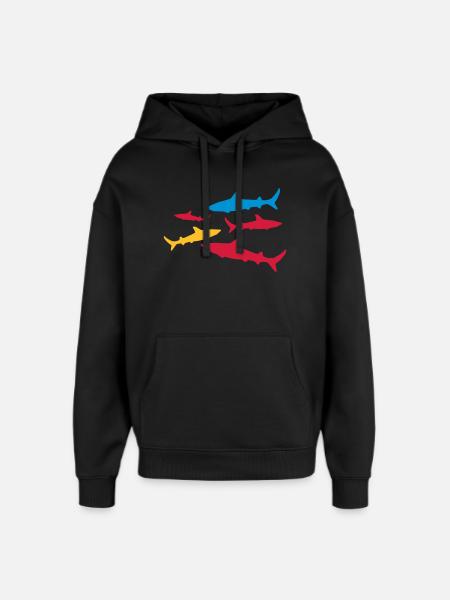 shark - Oversized Unisex Hoodie by Stanley/Stella - black