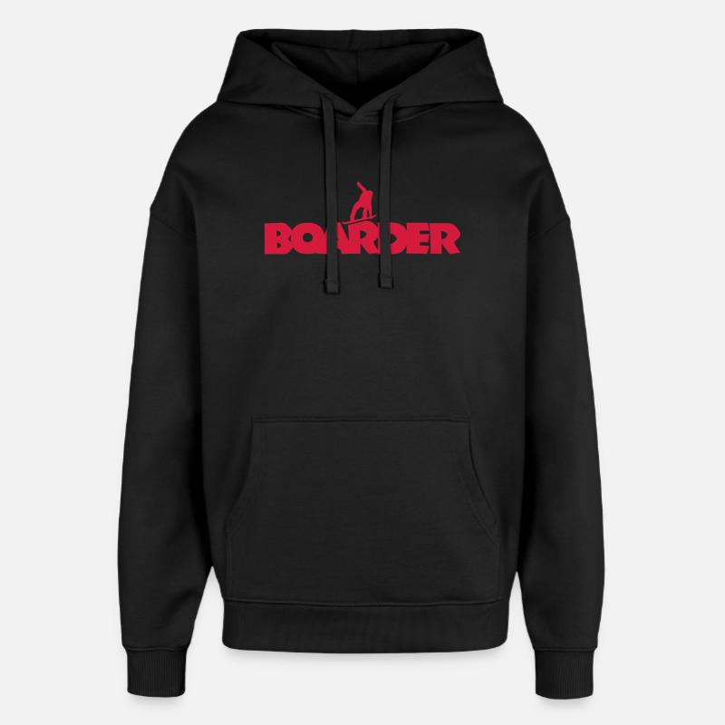 Boarder Snowboard (Rouge) - Sweat à capuche unisexe Stanley/Stella Oversized - noir