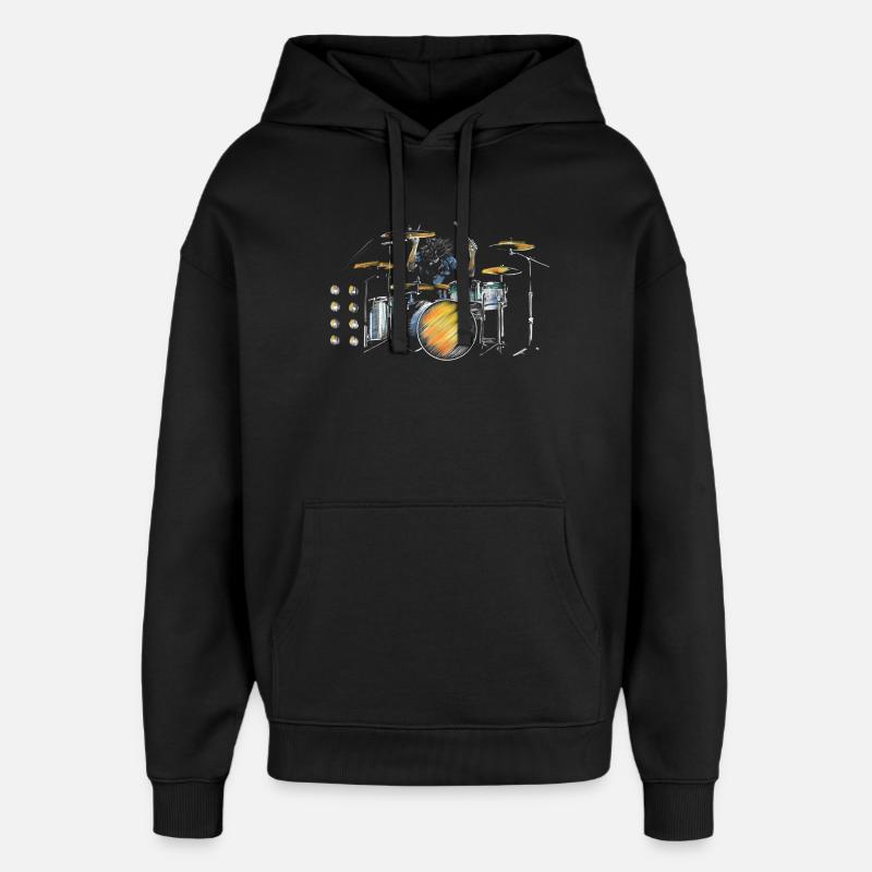 Schlagzeug - Oversized Unisex Hoodie von Stanley/Stella - Schwarz