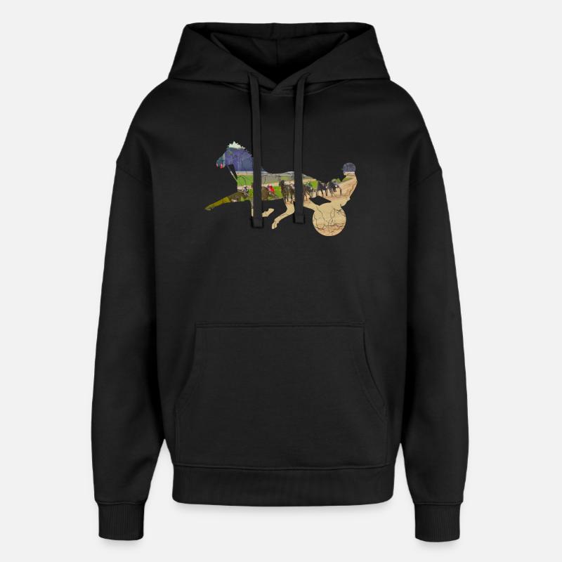 Courses de chevaux Trotter - Sweat à capuche unisexe Stanley/Stella Oversized - noir