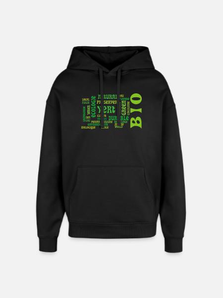 Bio and Ecology: green cloud of keywords - Oversized Unisex Hoodie by Stanley/Stella - black