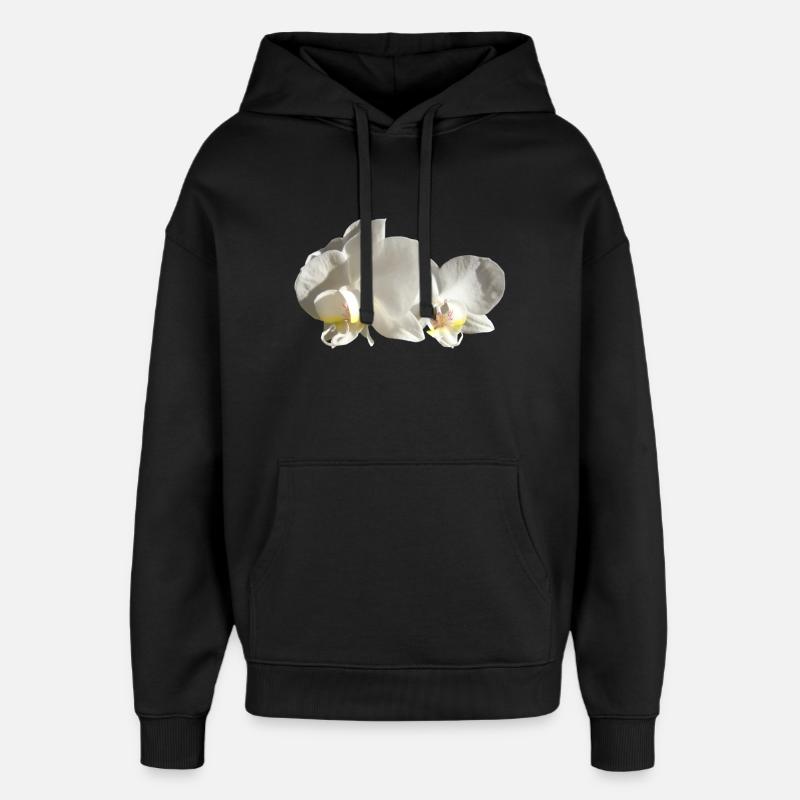 Orchidée blanche - Sweat à capuche unisexe Stanley/Stella Oversized - noir