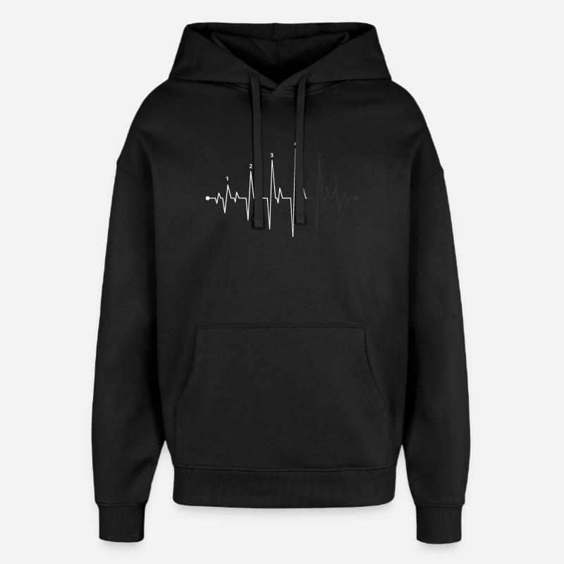 Graphique Pulse Wave Heartbeat - Sweat à capuche unisexe Stanley/Stella Oversized - noir