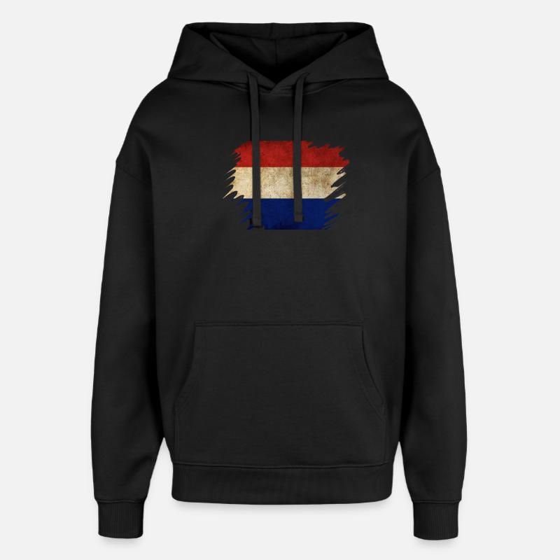 Grunge Holländisches Flaggendesign - Oversized Unisex Hoodie von Stanley/Stella - Schwarz