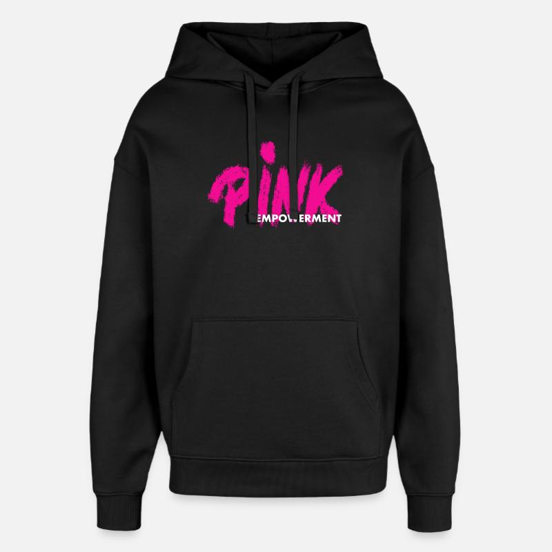 ROSE Empowerment / ruban rose - Sweat à capuche unisexe Stanley/Stella Oversized - noir