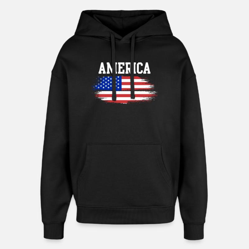 Flag Brush Americana - Sweat à capuche unisexe Stanley/Stella Oversized - noir