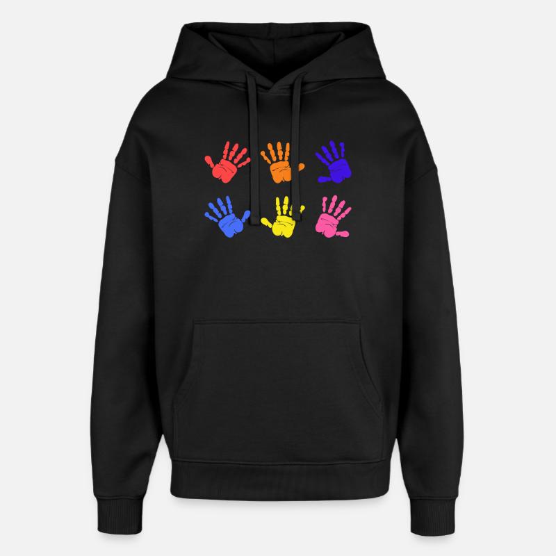 Empreintes de mains sur l’autisme - Sweat à capuche unisexe Stanley/Stella Oversized - noir