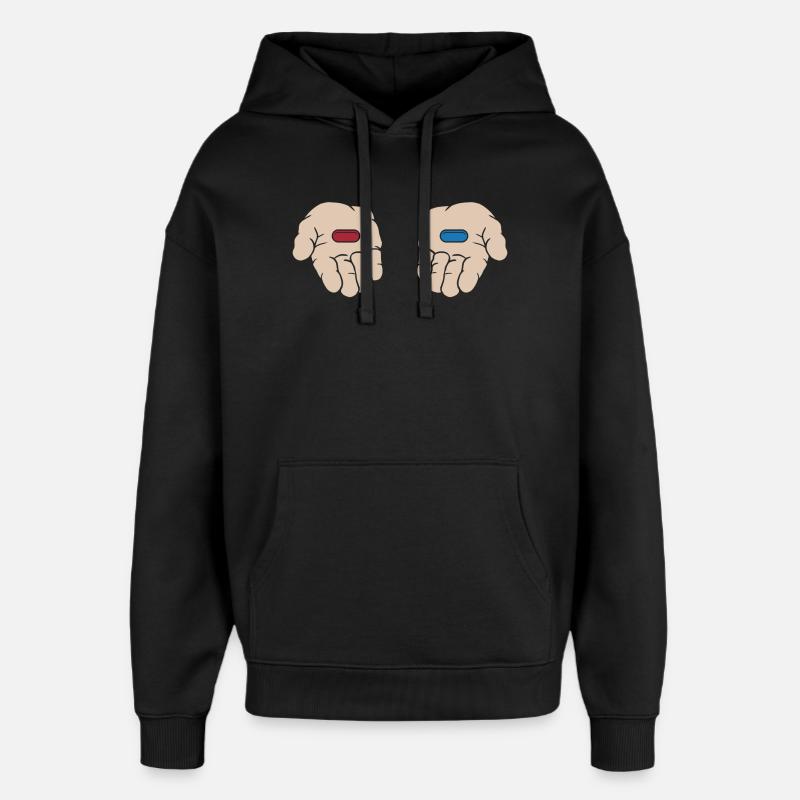 Pilule Rouge Pilule Bleue - Sweat à capuche unisexe Stanley/Stella Oversized - noir