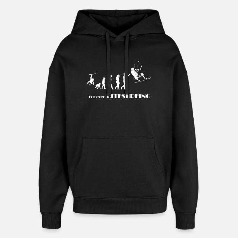 Evolution KITESURFING -SURFER KITESURFER gift - Oversized Unisex Hoodie by Stanley/Stella - black