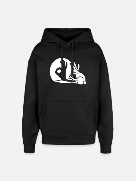 Mano de la sombra del conejo OK signo gesto Bien pico bello - Sudadera con capucha unisex Stanley/Stella Oversized - negro