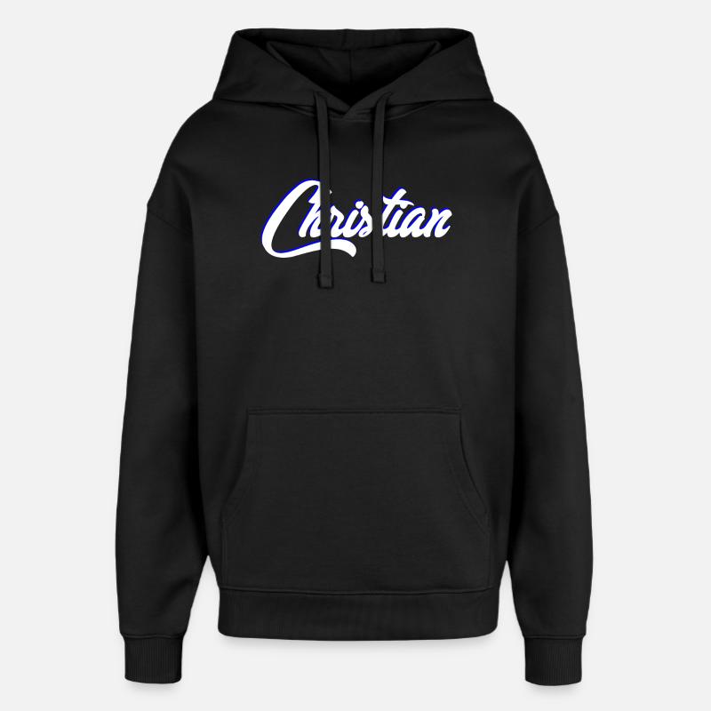 Personalized Christian Name Lettering - Oversized Unisex Hoodie by Stanley/Stella - black