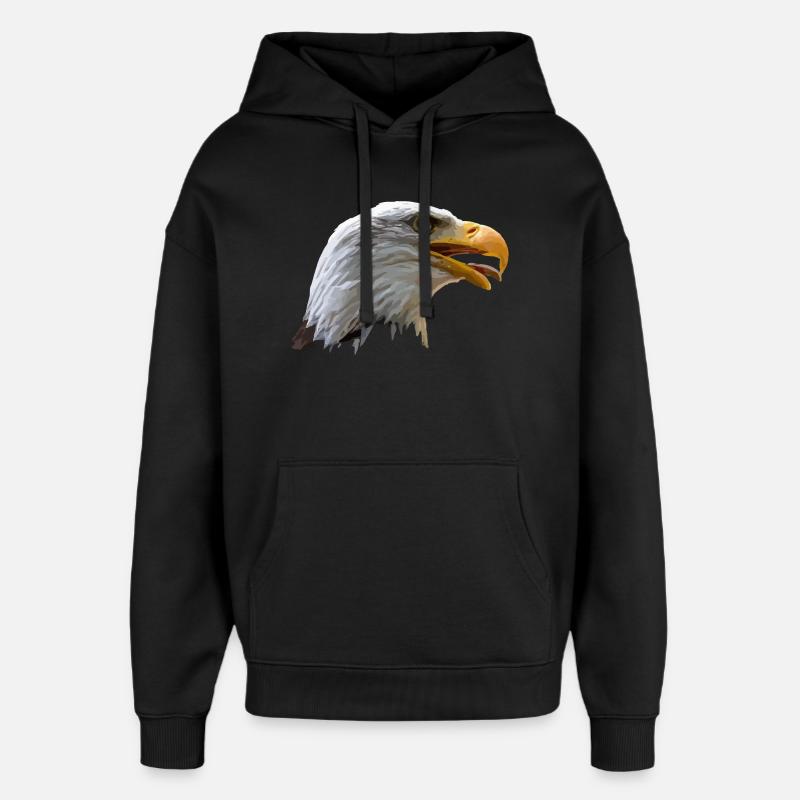 bald eagle - Oversized Unisex Hoodie by Stanley/Stella - black