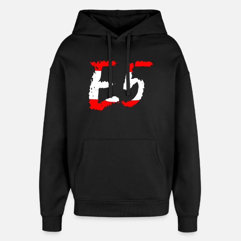 E5 Oberstdorf Meran - Oversized Unisex Hoodie von Stanley/Stella - Schwarz