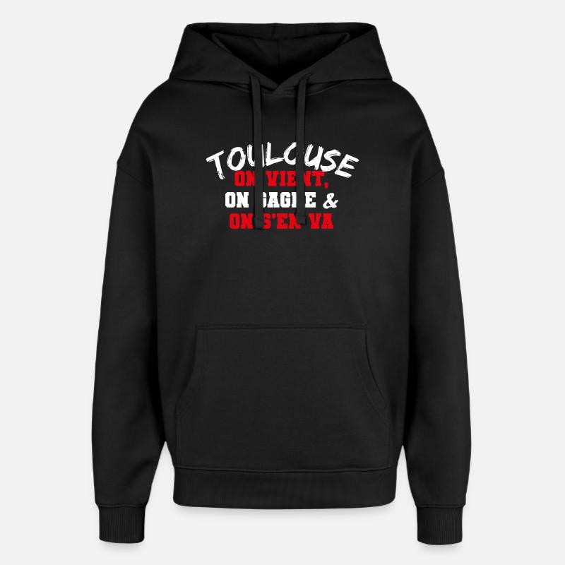 RUGBY TOULOUSE - Sweat à capuche unisexe Stanley/Stella Oversized - noir