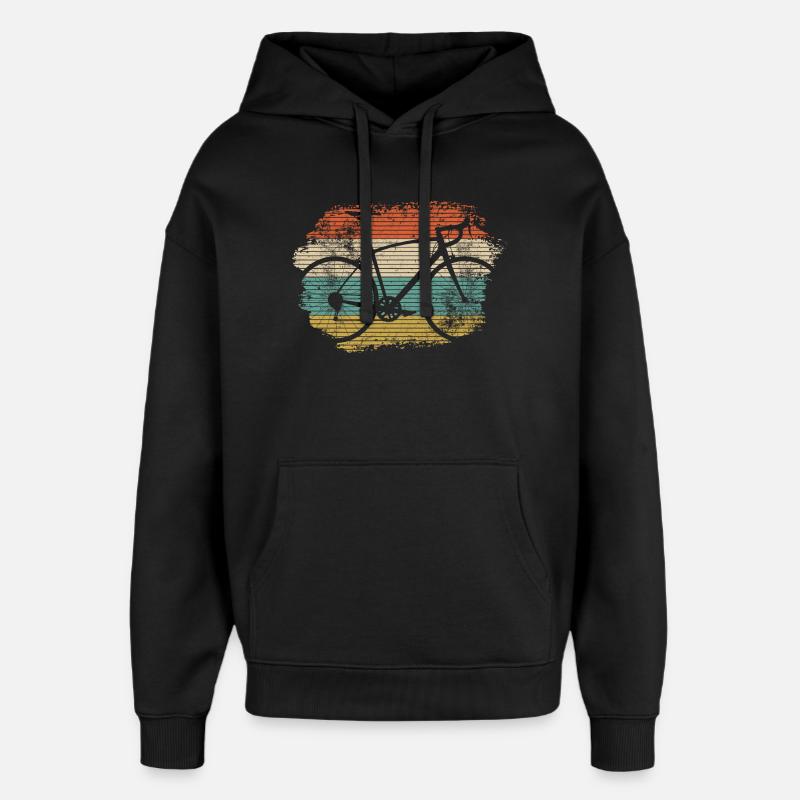 Silhouette de vélo arc-en-ciel rétro - Sweat à capuche unisexe Stanley/Stella Oversized - noir