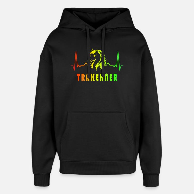 Trakehner Pferde Herzfrequenz Design - Oversized Unisex Hoodie von Stanley/Stella - Schwarz