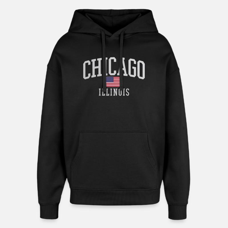 Chicago Flag Arc Emblem - Oversized Unisex Hoodie von Stanley/Stella - Schwarz
