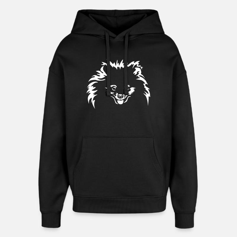 Zwergspitz Head « Black Edition » - Sweat à capuche unisexe Stanley/Stella Oversized - noir