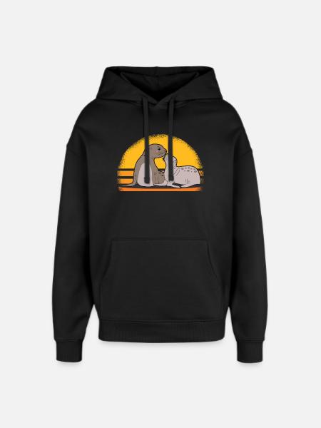 Seal med baby søde sæler sæler gave - Hættetrøje unisex Stanley/Stella Oversized - sort