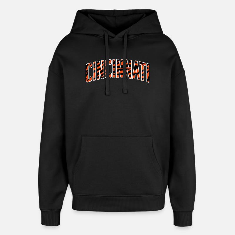 Cincinnati Tiger Stripe - Sweat à capuche unisexe Stanley/Stella Oversized - noir