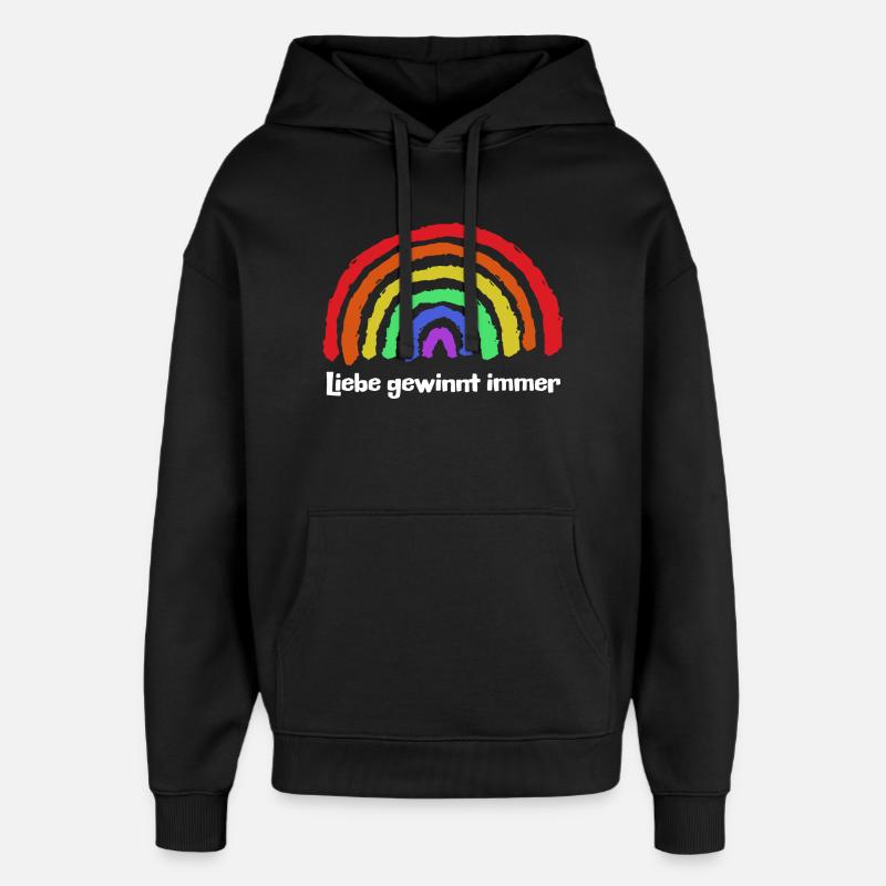 Regenbogen Frieden Freiheit Liebe Statement - Oversized Unisex Hoodie von Stanley/Stella - Schwarz