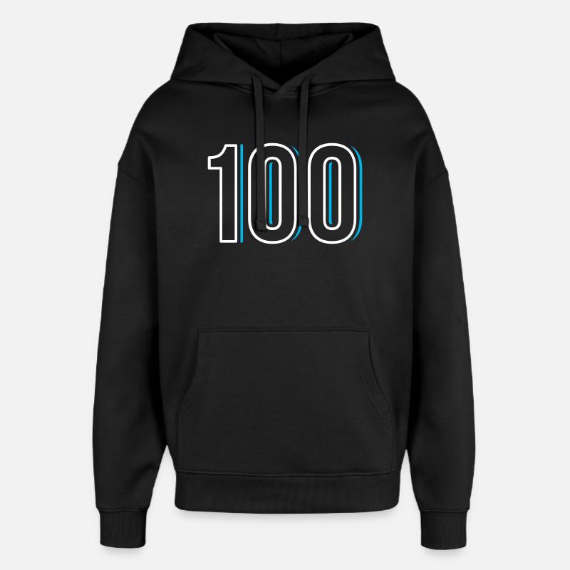 Numéro 100 - Cent - cent - Sweat à capuche unisexe Stanley/Stella Oversized - noir