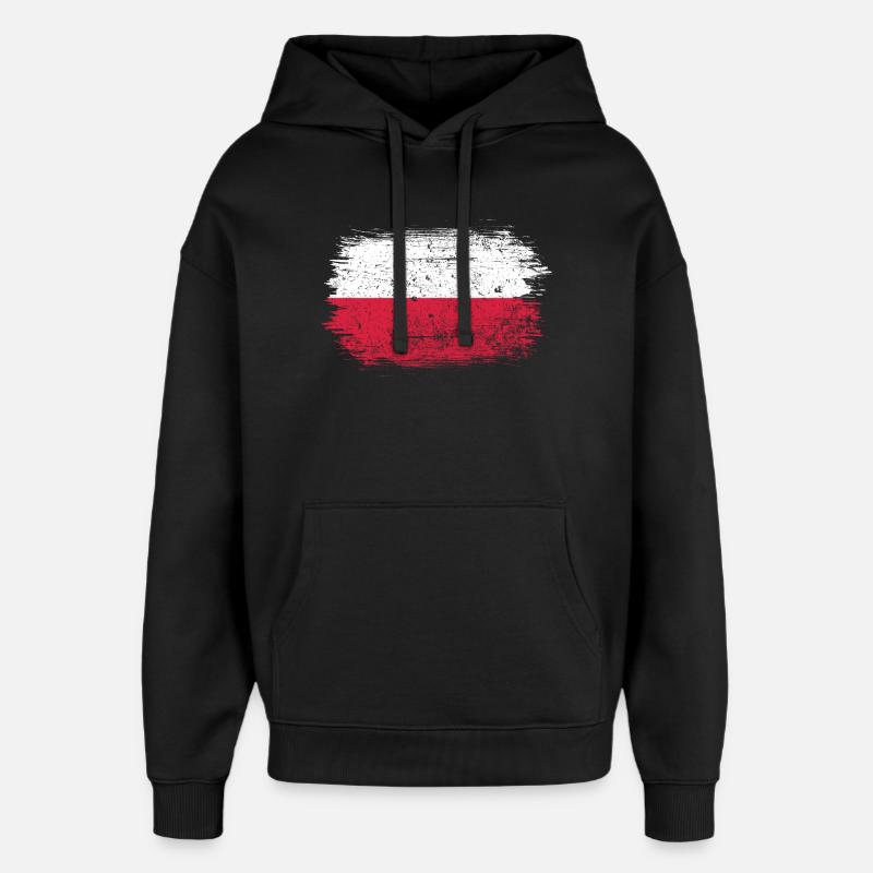 Drapeau polonais Coup de pinceau - Sweat à capuche unisexe Stanley/Stella Oversized - noir