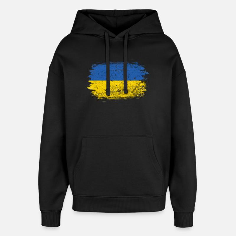 Coup de pinceau du drapeau ukrainien - Sweat à capuche unisexe Stanley/Stella Oversized - noir