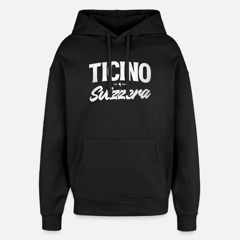 Logo d’écriture Tessin Suisse - Sweat à capuche unisexe Stanley/Stella Oversized - noir
