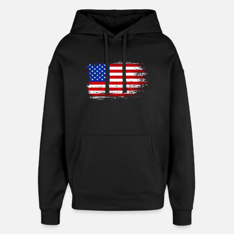Coup de pinceau Drapeau américain - Sweat à capuche unisexe Stanley/Stella Oversized - noir