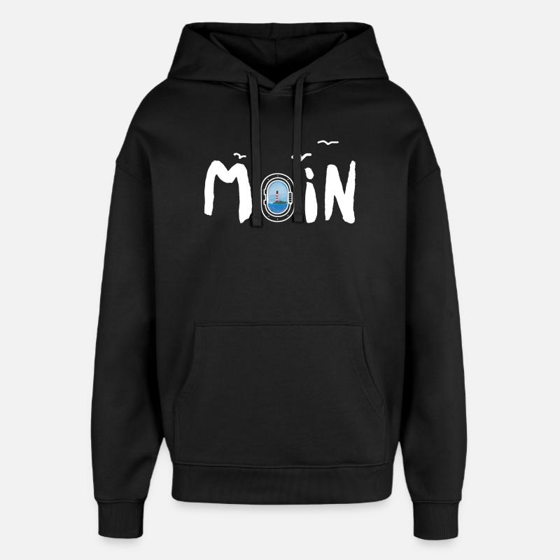 Moin Leuchtturm - Oversized Unisex Hoodie von Stanley/Stella - Schwarz