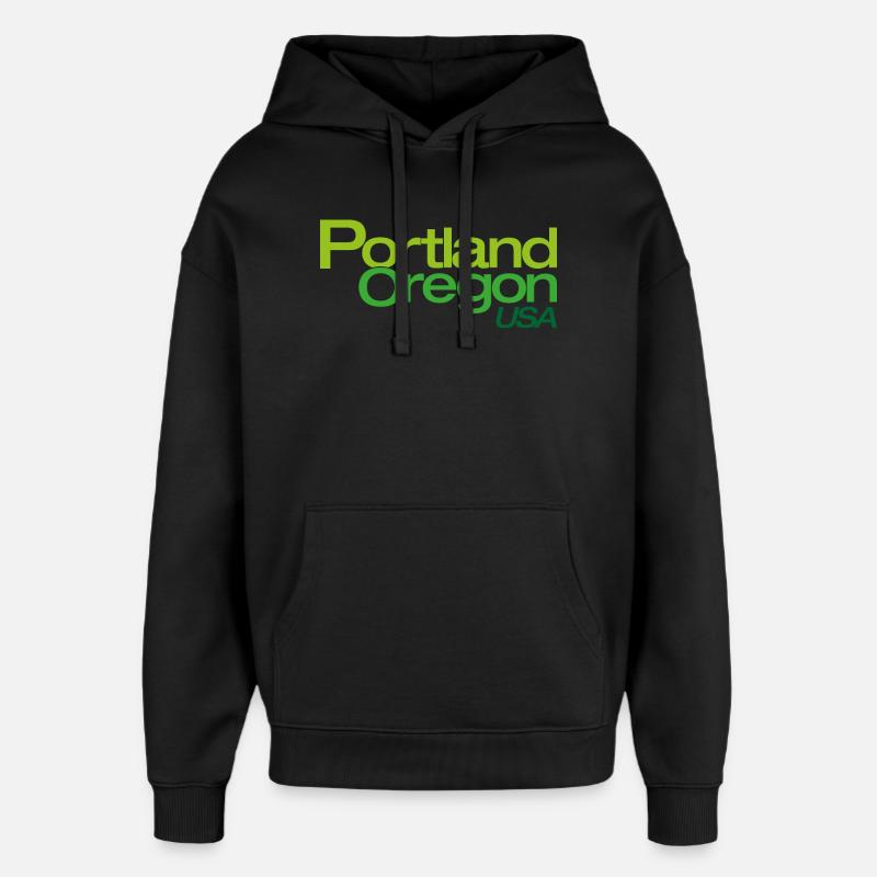 Portland Gradient City Logo - Oversized Unisex Hoodie by Stanley/Stella - black