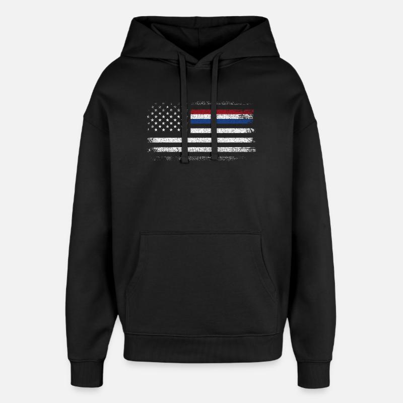 Drapeau américain robuste avec accent bleu - Sweat à capuche unisexe Stanley/Stella Oversized - noir