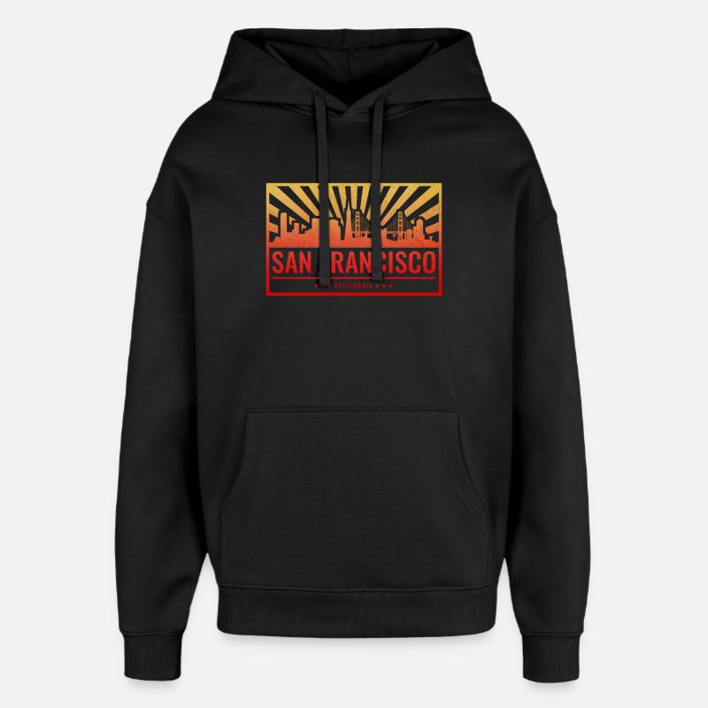 San Francisco Skyline Gradient - Oversized Unisex Hoodie by Stanley/Stella - black