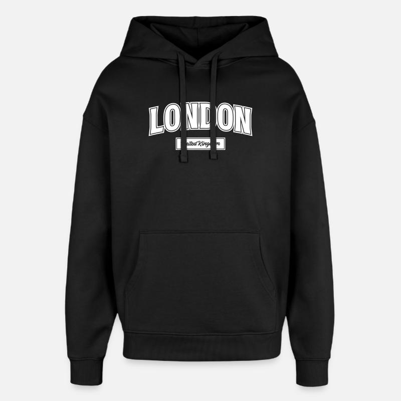 Londres Royaume-Uni Angleterre - Sweat à capuche unisexe Stanley/Stella Oversized - noir