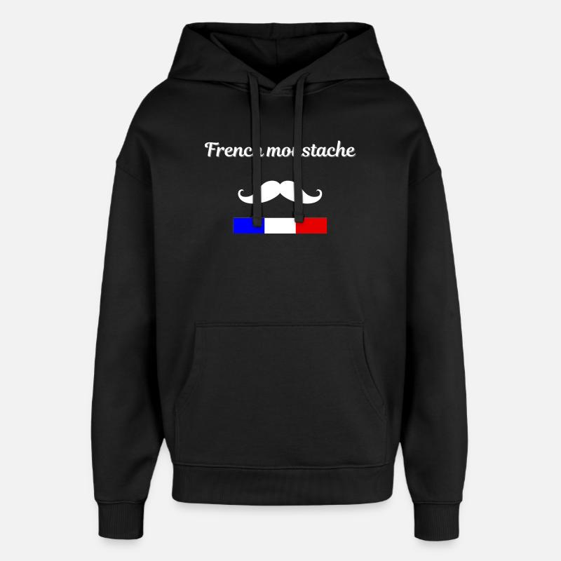 French Moustache - Sweat à capuche unisexe Stanley/Stella Oversized - noir