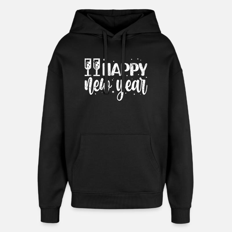Neujahrsfestliches Skript & Schneeflocken - Oversized Unisex Hoodie von Stanley/Stella - Schwarz