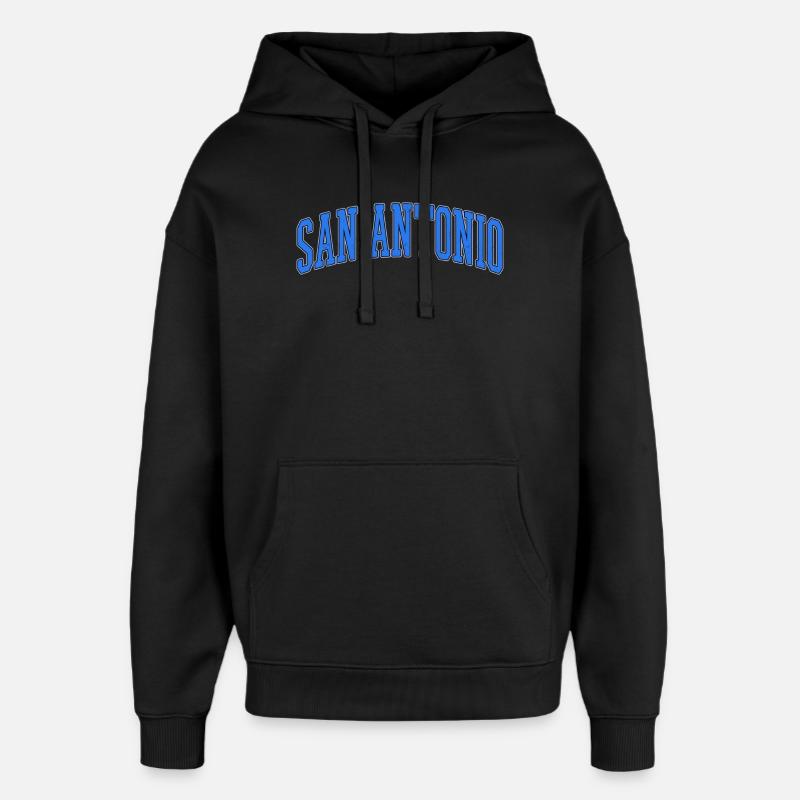 San Antonio (Texas) - Sweat à capuche unisexe Stanley/Stella Oversized - noir