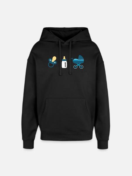 Idée cadeau naissance bébé 2025 - Sweat à capuche unisexe Stanley/Stella Oversized - noir