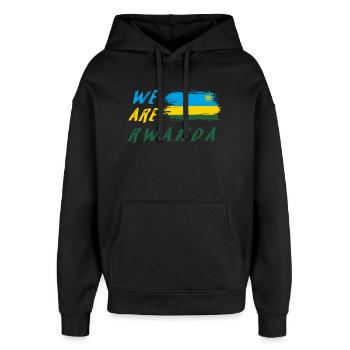 Wir sind Ruanda - Oversized Unisex Hoodie von Stanley/Stella - Schwarz - Vorne - AI Model Female 172 light (172cm) & AI Model Male 185 light (185cm)