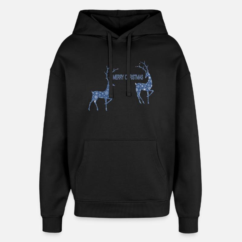 Couple de rennes bleus pour Noël - Sweat à capuche unisexe Stanley/Stella Oversized - noir