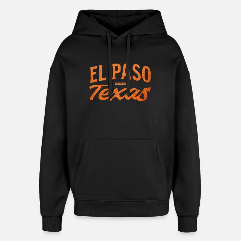 El Paso Texas Script Logo - Oversized Unisex Hoodie by Stanley/Stella - black